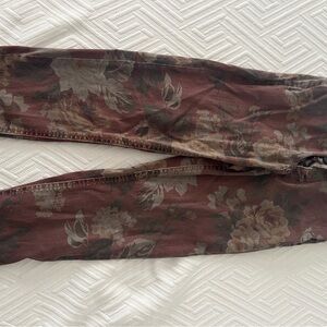 Pilcro High Rise Floral Jeans - Brown and Gray